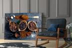 Blue Table Coffee Beans And Star Anise Glass Wall Art