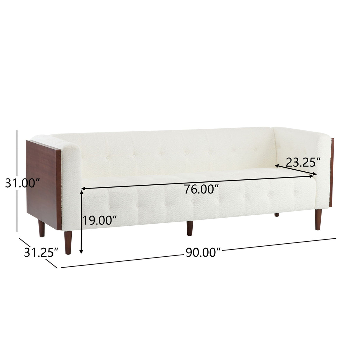 Contemporary 3 Seater Sofa with Tufted Design - Available in Multiple Colors