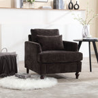 Modern Mid Century Wood Frame Armchair with Tufted Design - Multiple Colors