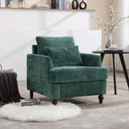 Modern Mid Century Wood Frame Armchair with Tufted Design - Multiple Colors