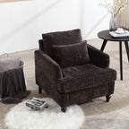 Modern Mid Century Wood Frame Armchair with Tufted Design - Multiple Colors
