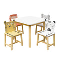 Kids Table and Chair Set, 5-Piece with Animal Designs