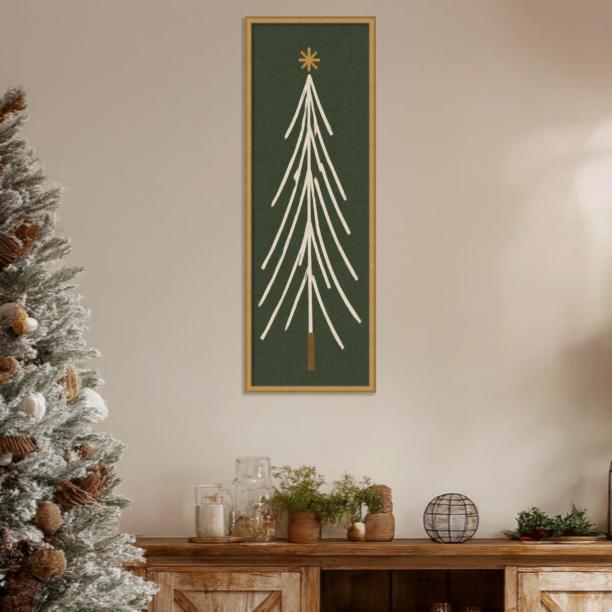 Framed Fabric Magnetic Board Minimalist Tree Panel Wall Organization