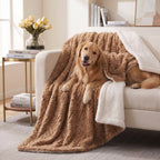 DaDa Bedding Brown Faux Fur Pet Blanket for Dogs & Cats – Washable Sherpa Throw