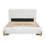 Elegant Boucle Upholstered Bed with Solid Wood Feet