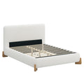 Elegant Boucle Upholstered Bed with Solid Wood Feet