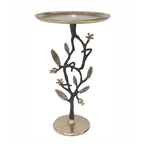 Black and Gold Aluminum Side Table with Pomegranate Design