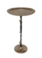 Black and Gold Aluminum Side Table with Pomegranate Design