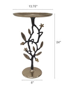 Black and Gold Aluminum Side Table with Pomegranate Design