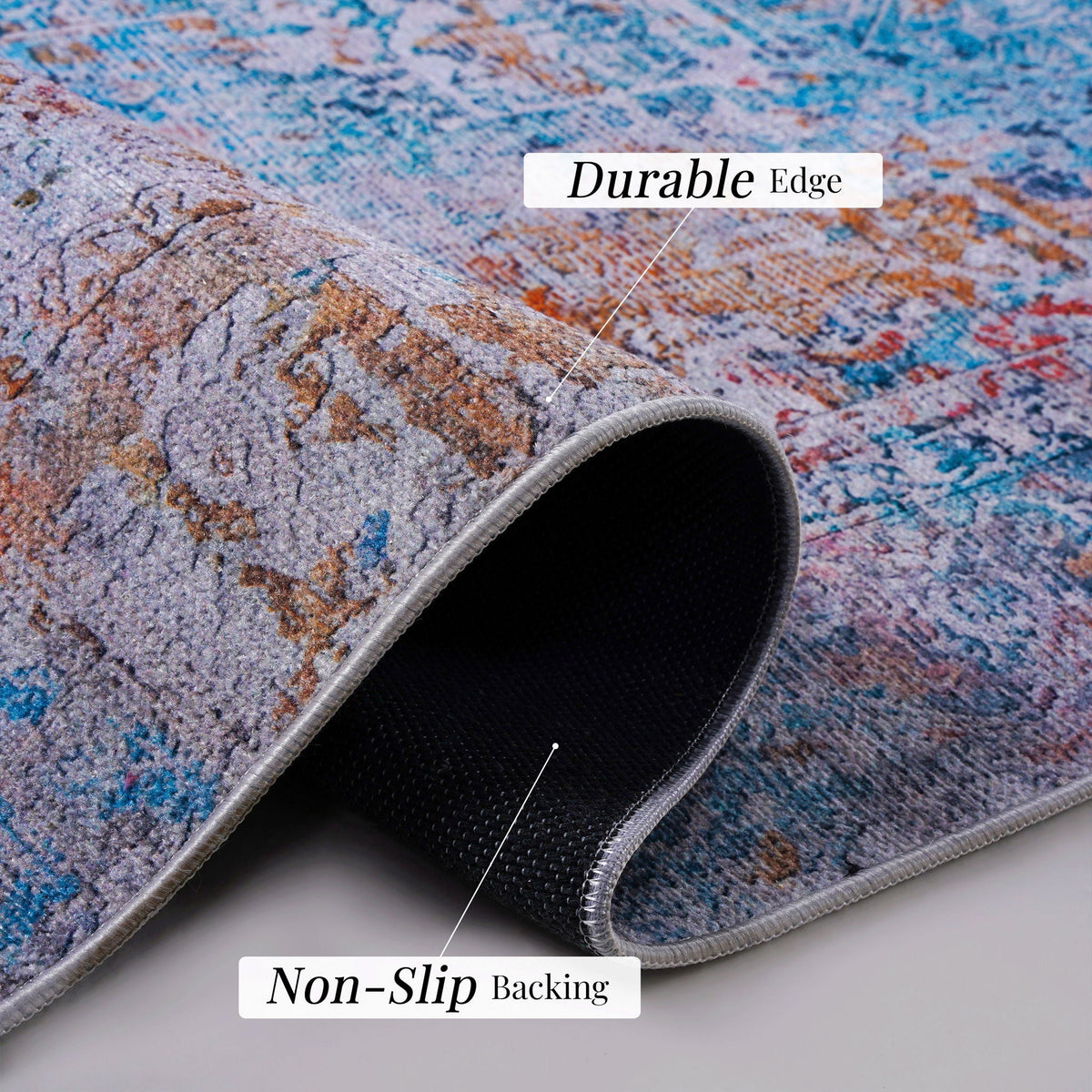 Washable Area Rug with Soft Low Pile - Maval by Naar Rug - Dark Red or Beige