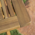 Natural Wood 5 Piece Outdoor Patio Dining Set with Folding Table and Chairs - Natural Stained