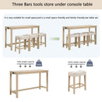 4-Piece Bar Table Set with Stools and Power Outlet, Light Oak