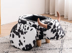 Connor the Cow Storage Ottoman with Hidden Storage - Black and White
