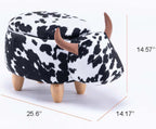 Connor the Cow Storage Ottoman with Hidden Storage - Black and White