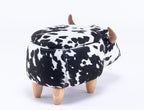 Connor the Cow Storage Ottoman with Hidden Storage - Black and White