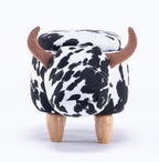 Connor the Cow Storage Ottoman with Hidden Storage - Black and White