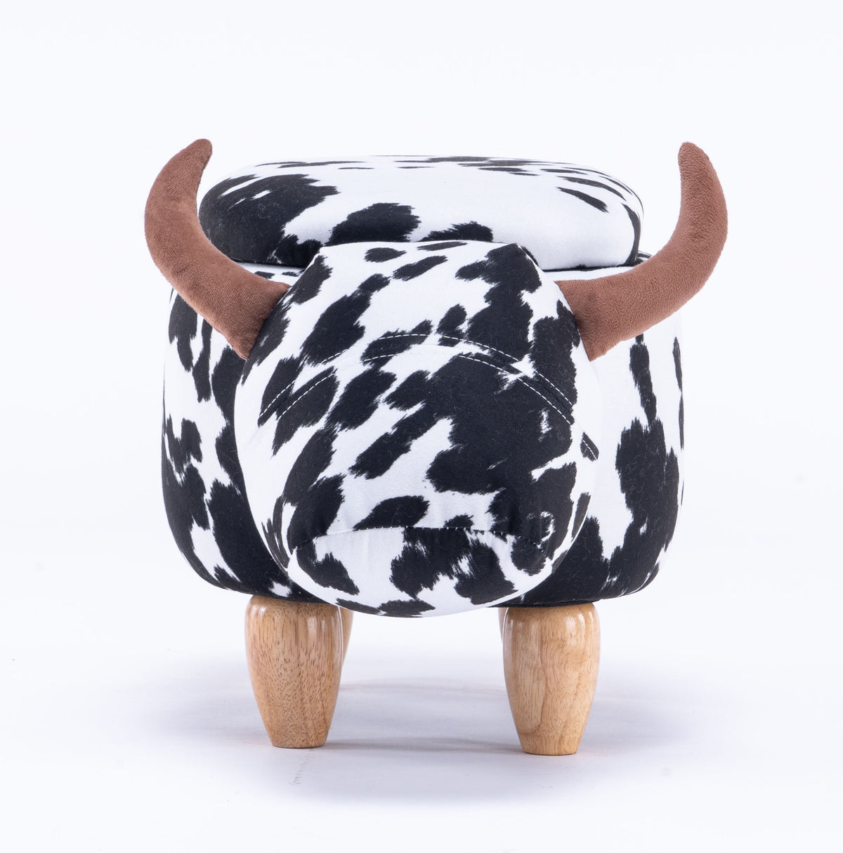Connor the Cow Storage Ottoman with Hidden Storage - Black and White