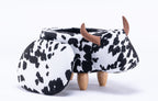 Connor the Cow Storage Ottoman with Hidden Storage - Black and White