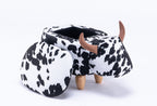 Connor the Cow Storage Ottoman with Hidden Storage - Black and White