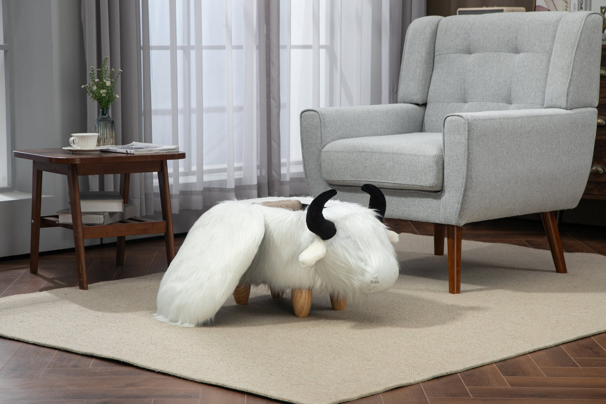 Faux Fur Storage Ottoman with Hidden Storage - White or Black