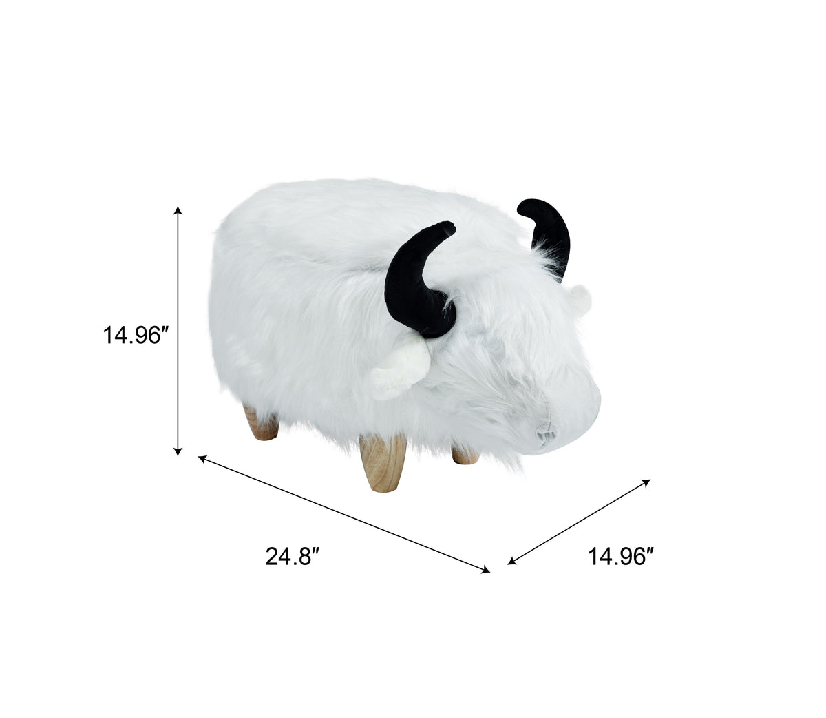 Faux Fur Storage Ottoman with Hidden Storage - White or Black