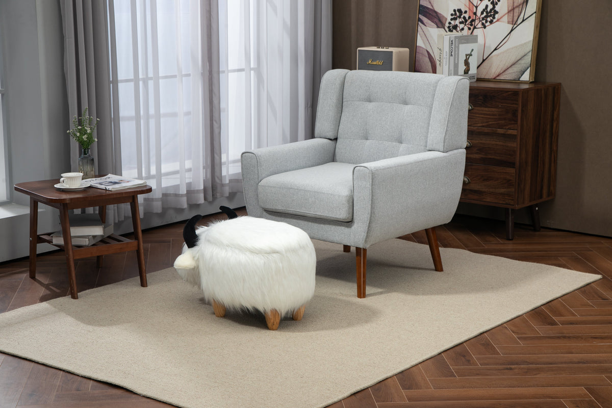 Faux Fur Storage Ottoman with Hidden Storage - White or Black