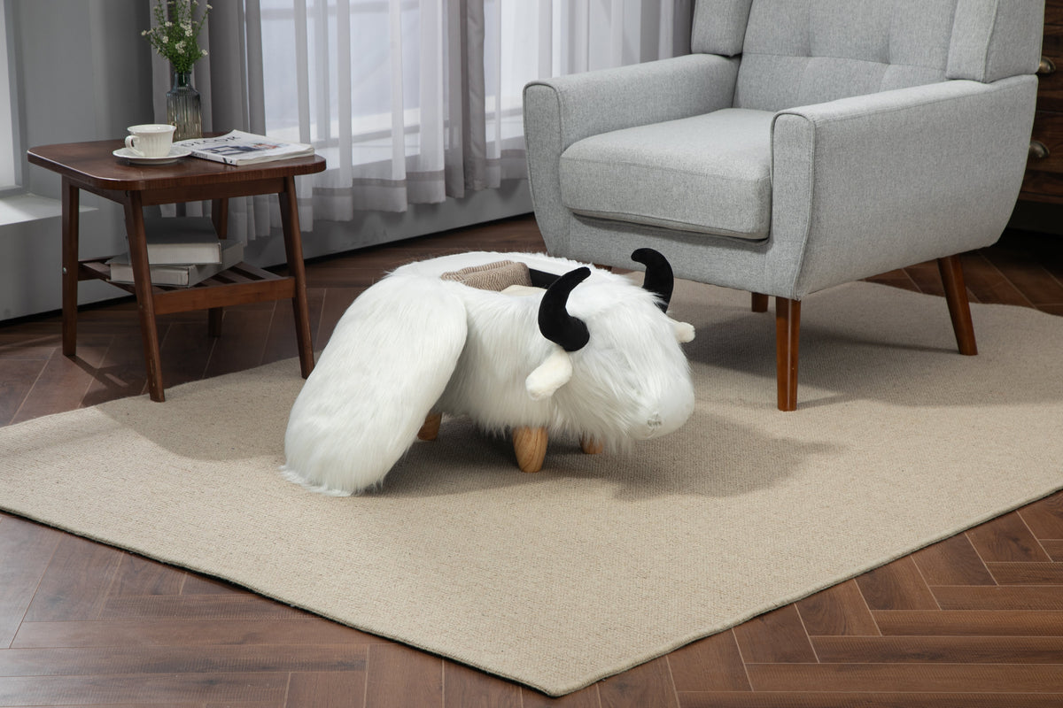 Faux Fur Storage Ottoman with Hidden Storage - White or Black