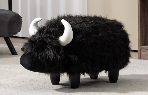 Faux Fur Storage Ottoman with Hidden Storage - White or Black