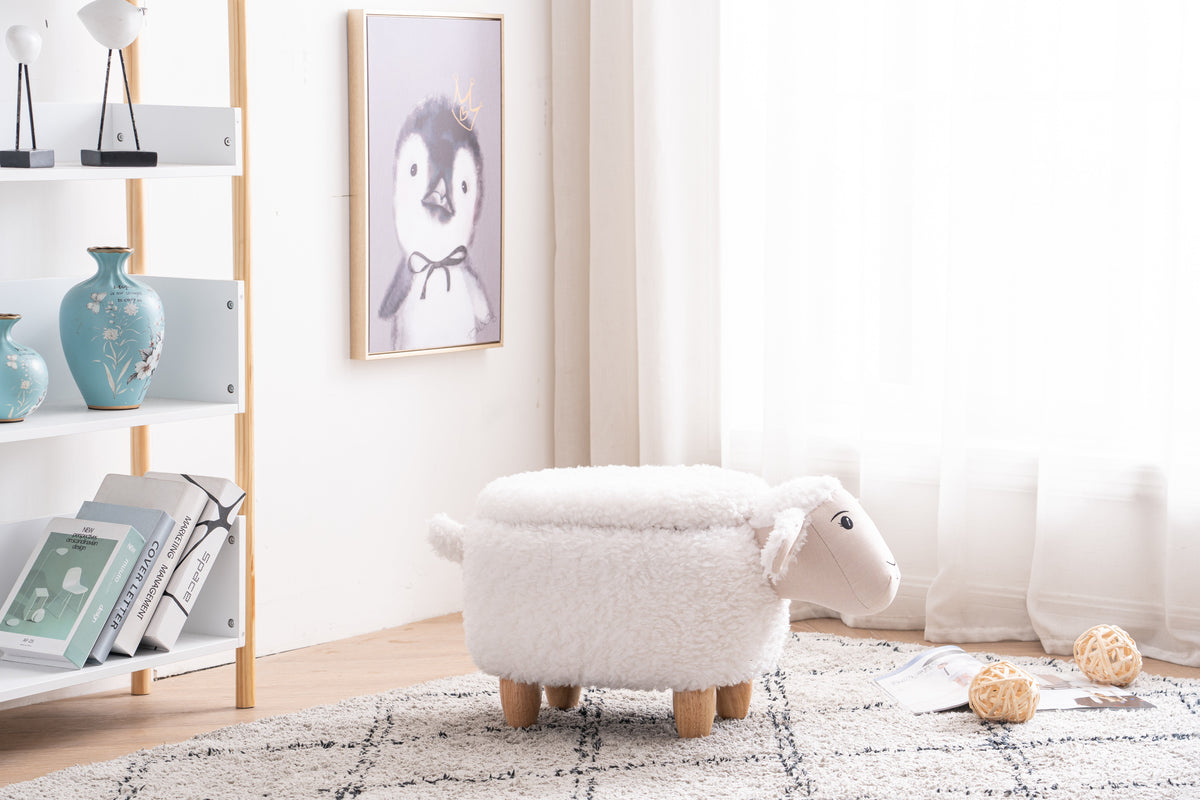 Shiloh the Sheep Storage Ottoman with Hidden Storage - Faux Fur