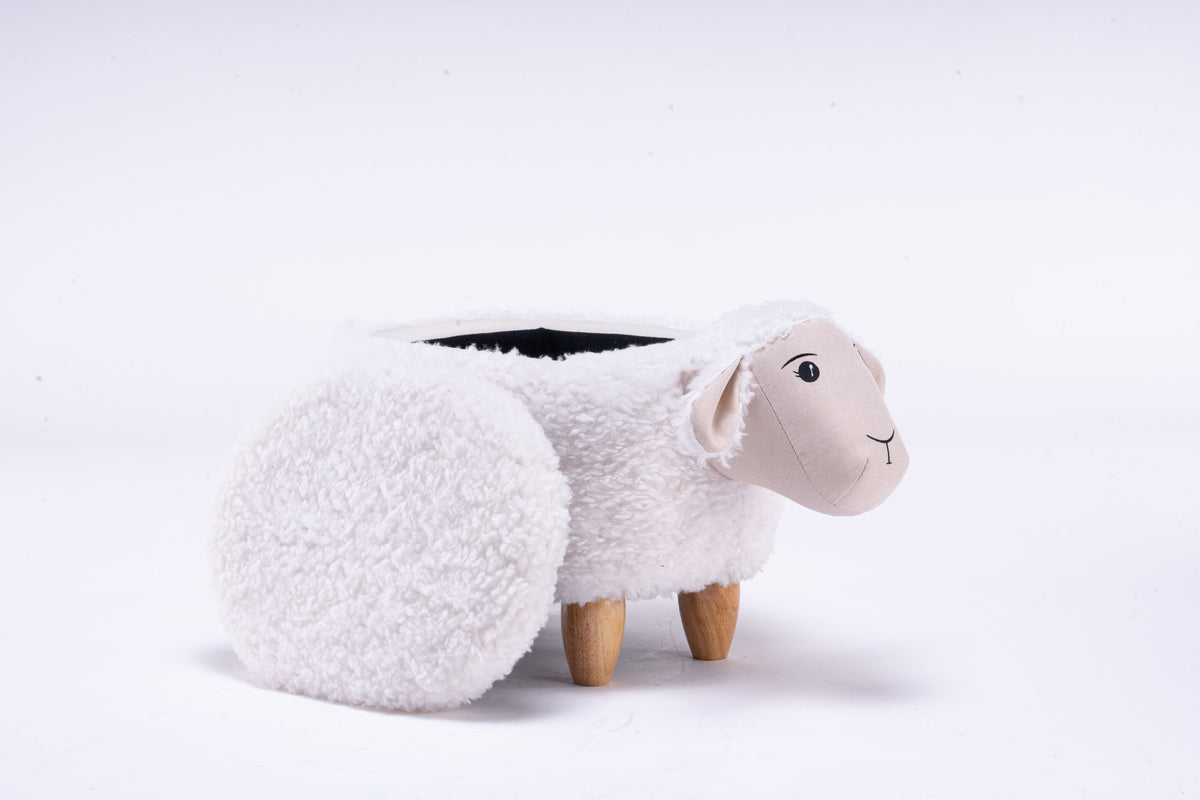 Shiloh the Sheep Storage Ottoman with Hidden Storage - Faux Fur