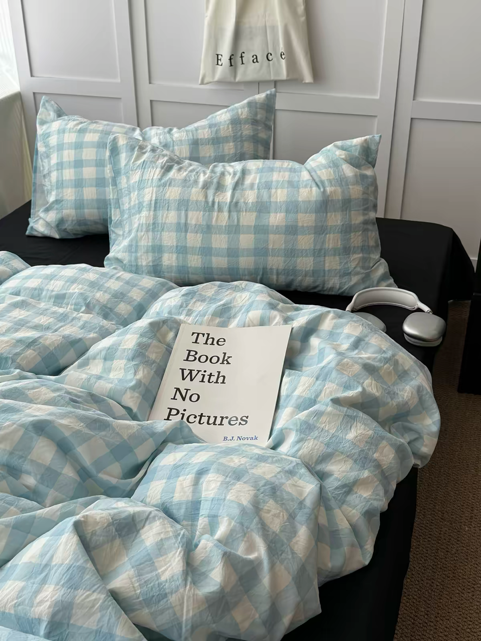 Light Blue Gingham Duvet Cover Set