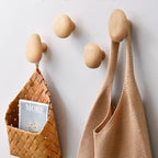 Minimalist Wooden Pebble Wall Hook Set (4pcs)
