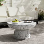 MGO Faux Marble Coffee Table with Handcrafted Finish - White Marble