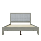 Mid Century Modern Platform Bed with Upholstered Headboard - Dark Gray