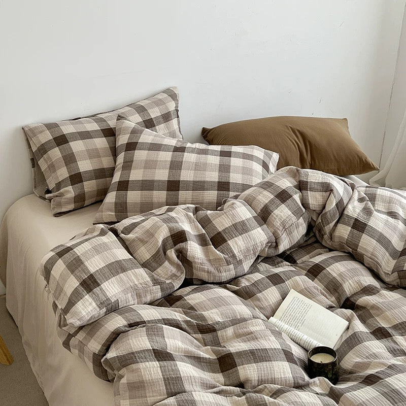 Gray Pinstripe Duvet Cover Set