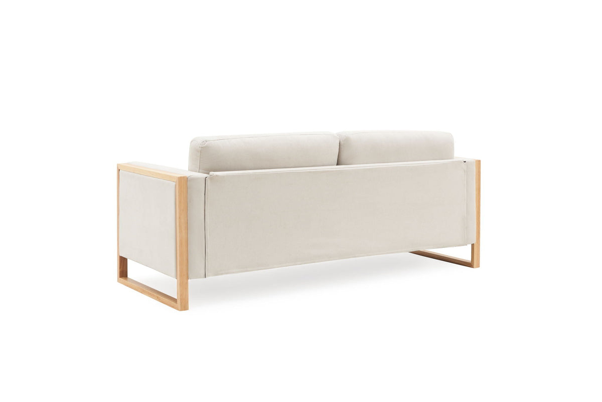 Modern 3-Seater Sofa with Solid Wood Legs - Beige or White