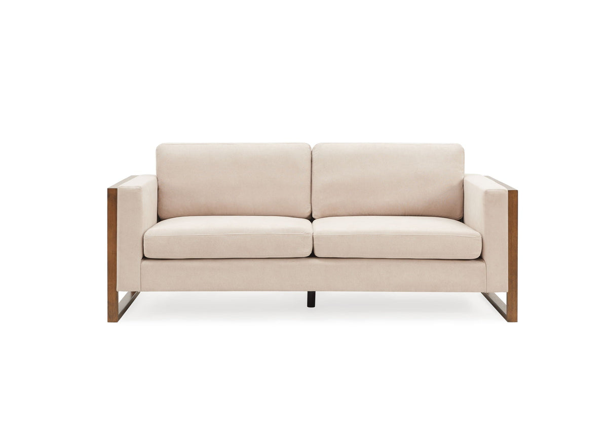 Modern 3-Seater Sofa with Solid Wood Legs - Beige or White