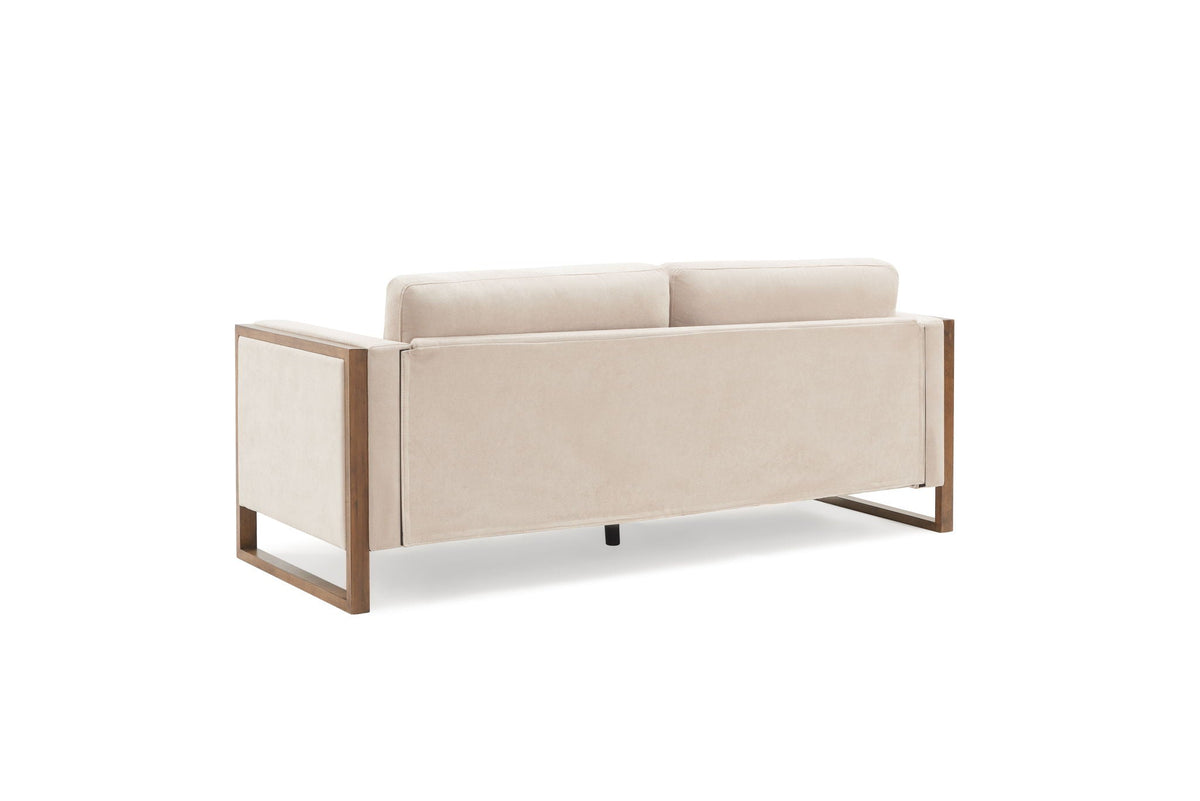 Modern 3-Seater Sofa with Solid Wood Legs - Beige or White