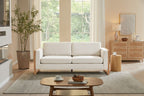 Modern 3-Seater Sofa with Solid Wood Legs - Beige or White