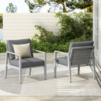 Modern Lounge Chair with Rope Accents and Cushions - White or Dark Gray