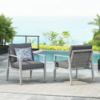 Modern Lounge Chair with Rope Accents and Cushions - White or Dark Gray