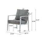 Modern Lounge Chair with Rope Accents and Cushions - White or Dark Gray