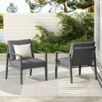 Modern Lounge Chair with Rope Accents and Cushions - White or Dark Gray