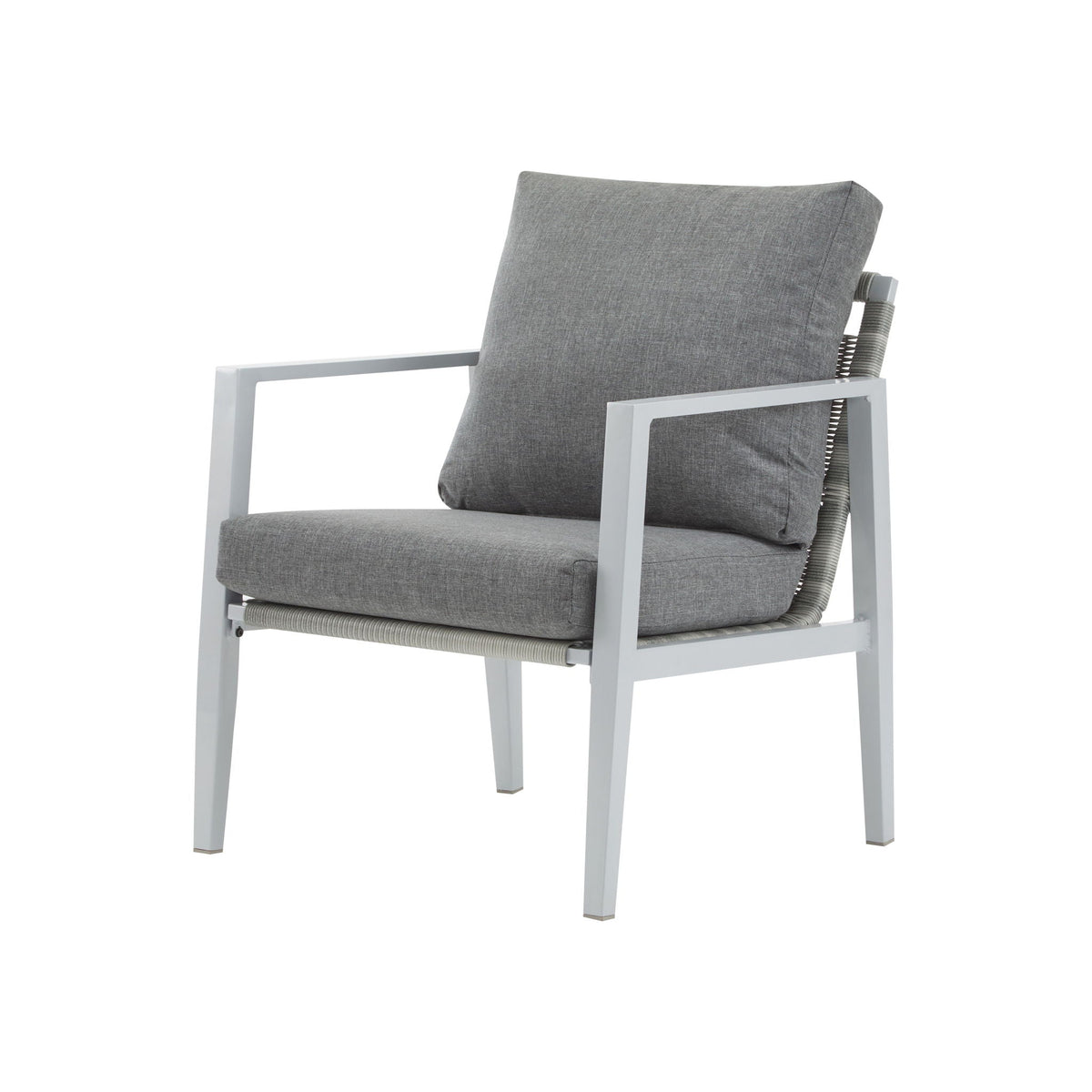 Modern Lounge Chair with Rope Accents and Cushions - White or Dark Gray