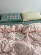 Pink & Mint Green Plaid Bedding Set