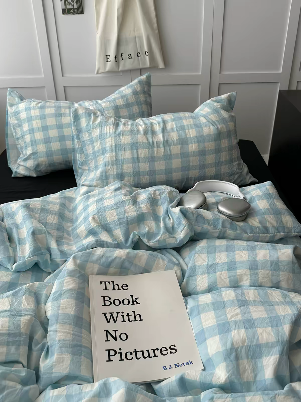 Light Blue Gingham Duvet Cover Set