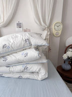 White Floral Cotton Duvet Cover Set