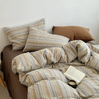 Gray Pinstripe Duvet Cover Set