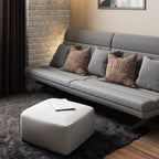 Patterned Grey Melange Square Accent Pouf with Polystyrene Fill - Grey