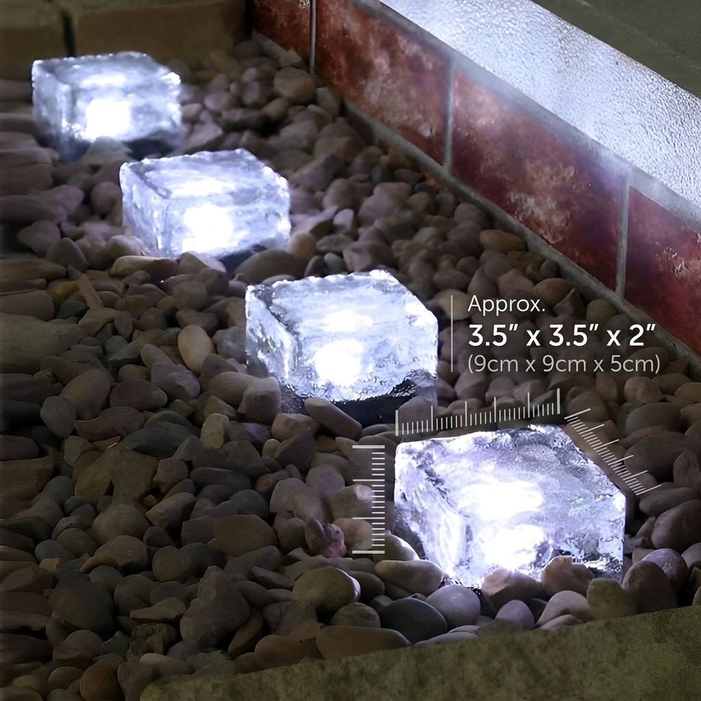 Solar LED Ice Brick Light Waterproof Garden Path Light